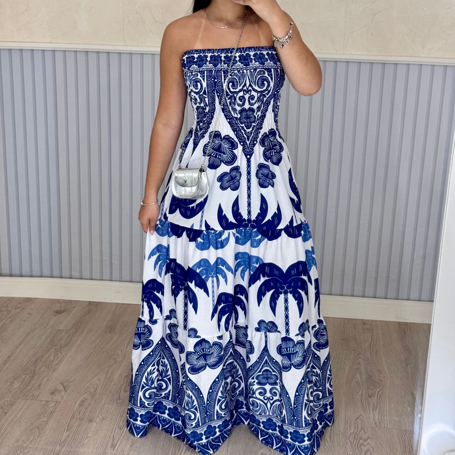 Vestido Longo Lastex Lauren Crepe de Seda