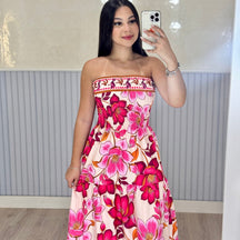 Vestido Longo Lastex Lauren Crepe de Seda