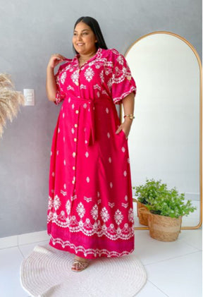 Vestido Chemise Longo na cor Rosa