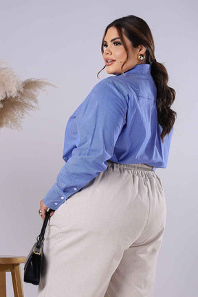 Calça Pantalona de Linho com Pregas