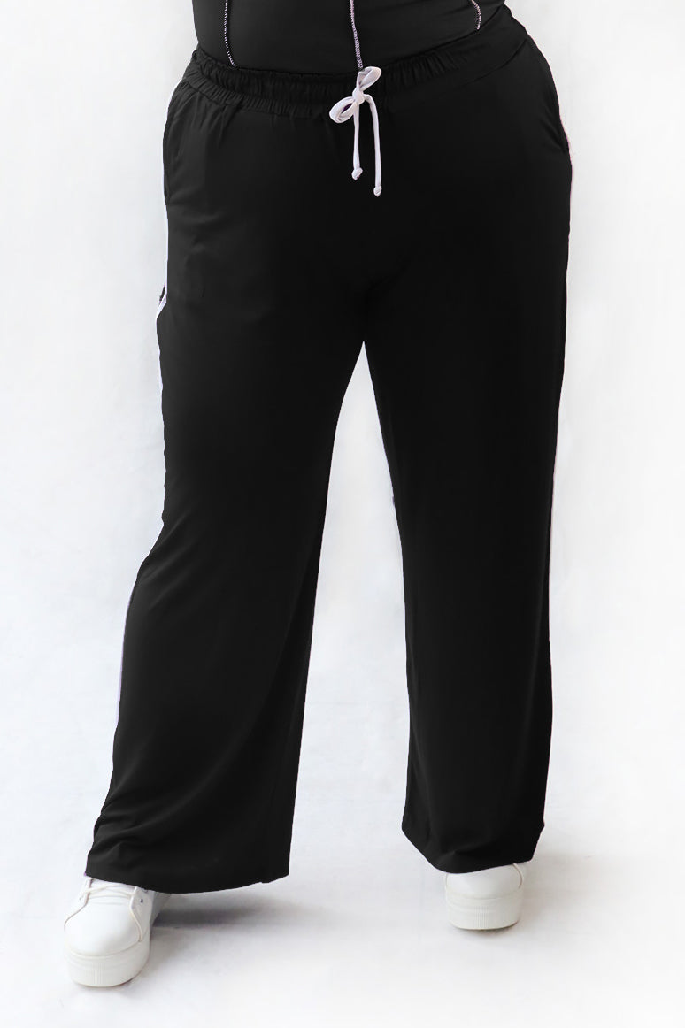 Calça Pantalona De Malha Com Elastico Na Cintura