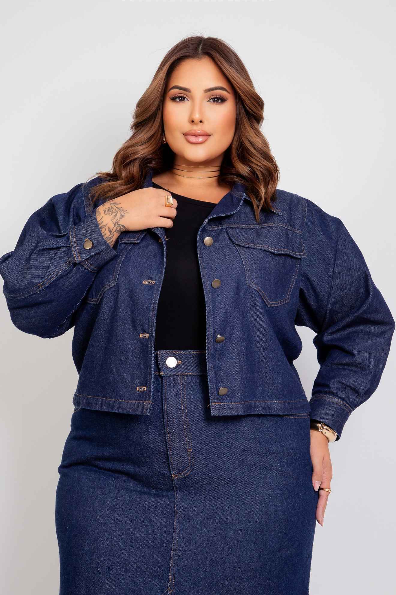 Jaqueta Jeans Azul Escuro