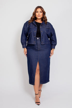 Jaqueta Jeans Azul Escuro