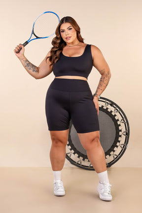 Short Fintes com Bolso, Alto de Poliamida Zero Transpar�ncia