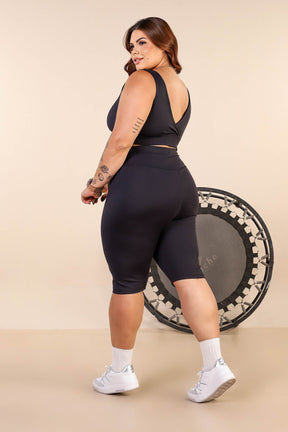 Top Duplo de Poliamida com Costas Transpassada